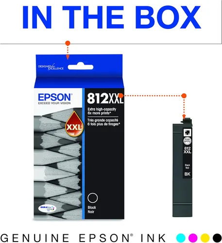 Vista 6 de Epson T812 DURABrite Ultra Ink Cartucho negro de capacidad extra alta (T812XXL120-S) y T812 DURABrite Ultra - Tinta de capacidad estándar Negro