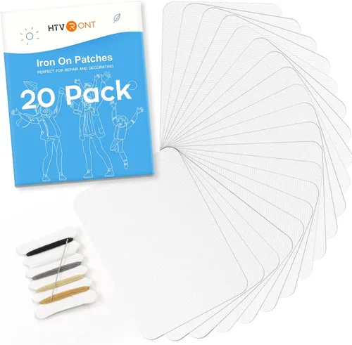 Vista 8 de HTVRONT Parches para planchar para ropa, 20 parches para planchar para jeans de 3 x 4-1/4 pulgadas, kit de reparación y decoración de ropa