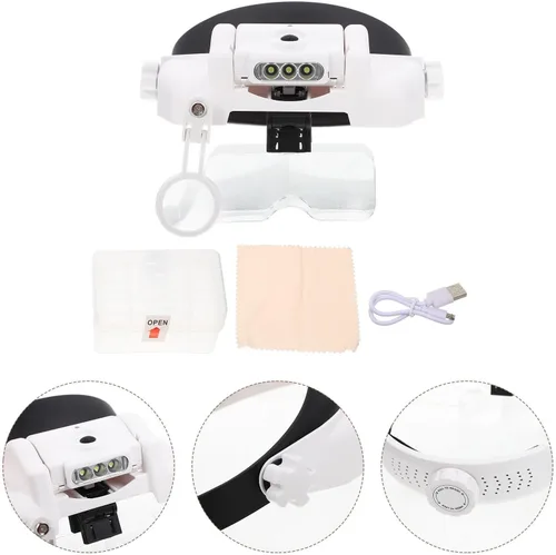 Vista 7 de LED Head Mounted Magnifier with Lights for Jewelry and Eyelashes