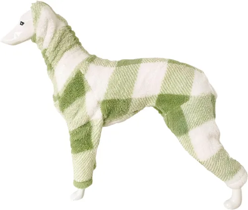 Vista 10 de Greyhound Clothes - Overol de invierno para perro, cálido de forro polar, cuello alto, manga larga, cuatro patas, sudadera con estampado a cuadros