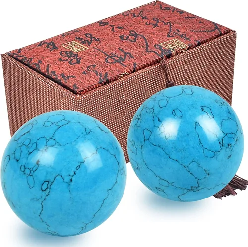 Vista 12 de fengshuisale Feng Shui Bolas de salud chinas (azul con fénix y dragón) 3.8cm/1.5" Pulsera de cuerda roja