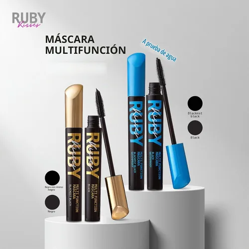Vista 7 de Ruby Kisses Máscara multifunción resistente al agua, alargamiento voluminizador Blackest Black