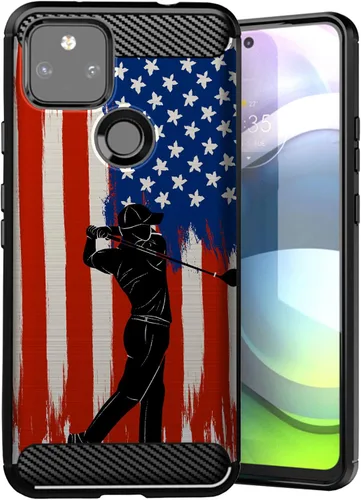 Vista 7 de CasesOnDeck - Funda compatible con Google Pixel 5A (2021) / Pixel 5A 5G, funda delgada de fibra de carbono TPU para acentuar arañazos y caídas, tema