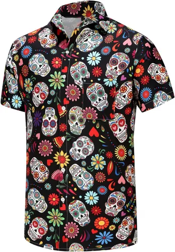 Vista 77 de KYKU - Camisa hawaiana funky para hombre, ropa tropical para vacaciones en Palm Beach