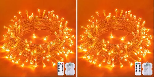 Vista 24 de JMEXSUSS Luces de Navidad multicolor que funcionan con pilas con 8 modos de control remoto, impermeables, 33 pies, 100 luces LED de Navidad