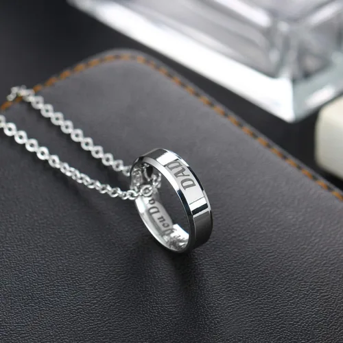 Vista 4 de YEEQIN Collar con colgante de anillo con texto en inglés "I Love You" para mamá, papá, hija, hijo, regalo para miembro de la familia