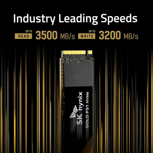 Vista 2 de SK Hynix Gold P31 500GB PCIe NVMe Gen3 M.2 2280, hasta 3500 MB/S, SSD de factor de forma SSD M.2 compacta, unidad interna de estado sólido con flash