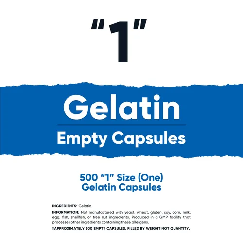 Vista 2 de Nutricost Cápsulas vacías de gelatina tamaño 1-500 cápsulas de gel vacías transparentes '1' - Kosher, sin OMG, sin soja, sin gluten