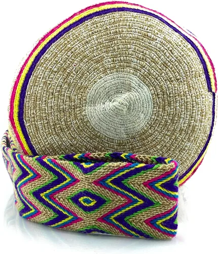Vista 3 de Bolsos Colombianos, Mochila Wayuu, 100% Original Colombiano Algodón Bolso Cubo hecho a mano.