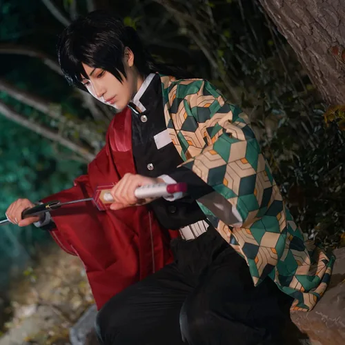 Vista 6 de Demon Slayer Giyuu Tomioka - Conjunto completo de kimono de anime para cosplay