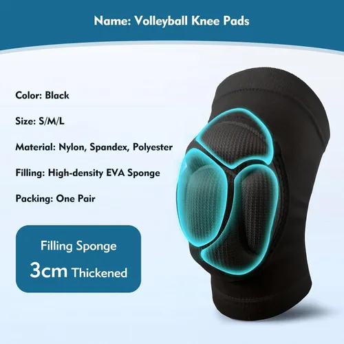 Vista 3 de Rodilleras de voleibol, equipo de protección de grado profesional con absorción de impactos y antideslizantes, rodilleras de compresión