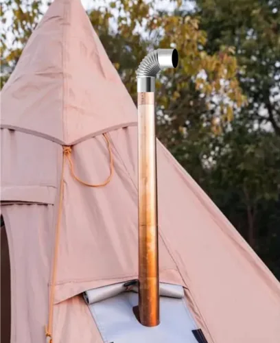 Vista 5 de 2 chimeneas de estufa de leña de 90 grados, codo de estufa de 2.36 pulgadas, conducto de acero inoxidable para estufa de leña para acampar al aire