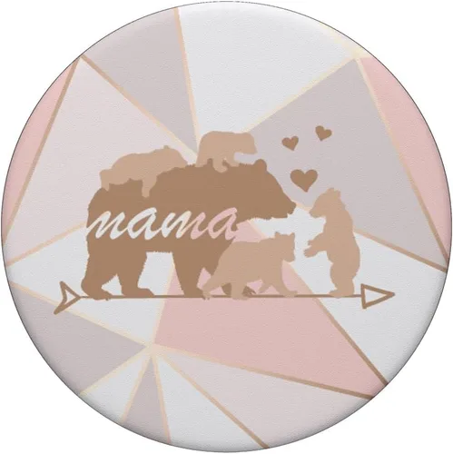 Vista 3 de Mama Bear Pop Socket 4 Cubs - Soporte para teléfono para mujer, diseño de oso de mamá, Negro