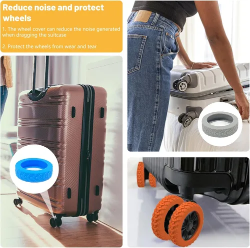 Vista 2 de Homimor Fundas para rueda de equipaje, 16 fundas de rueda de maleta, fundas protectoras de rueda de equipaje, fundas protectoras de rueda de maleta