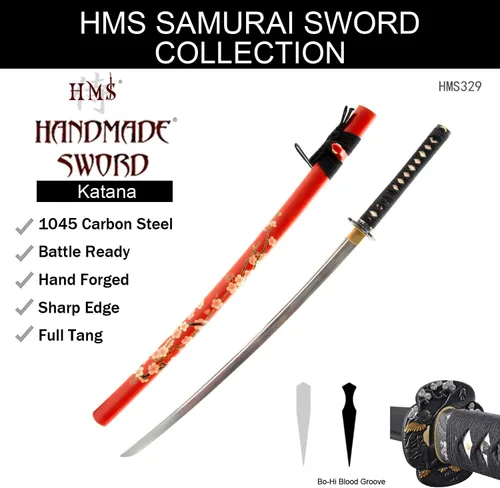 Vista 7 de Handmade Sword – Espada Samurai Katana, práctica, forjada a mano, acero al carbono 1045, templada al calor / arcilla, enredadera completa, afilada