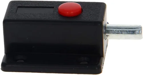 Vista 2 de MroMax Pestillo de perno de puerta con resorte, pestillo deslizante de plástico negro con botón de interruptor sin manija para puerta, gabinete