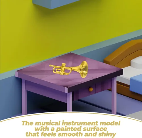 Vista 2 de balacoo Mini instrumento musical de plástico, casa de muñecas, trompeta, saxofón, modelo de casa de muñecas en miniatura, árbol de Navidad