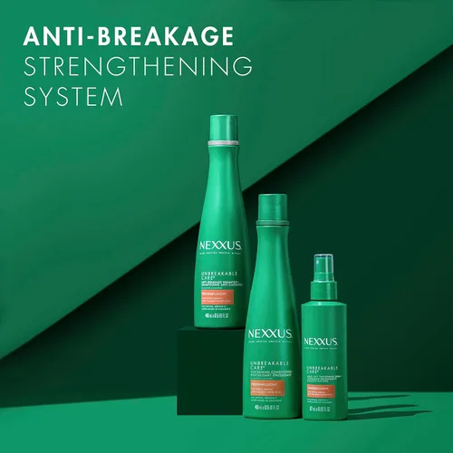 Vista 5 de Nexxus Champú, acondicionador y spray sin enjuague para el cuidado irrompible, paquete de 3 para cabello fino y fino con queratina, colágeno, biotina