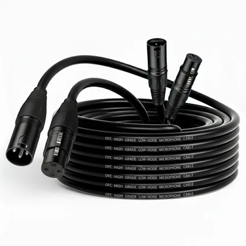 Vista 9 de Paquete de 2 cables XLR cortos de 1.6 pies, cable de micrófono equilibrado XLR macho a hembra de 3 pines, cable de micrófono blindado OFC de 1 pie