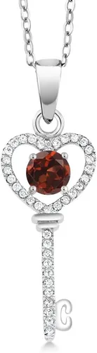 Vista 82 de Gem Stone King Collar con dije de llave de corazón para mujer, plata de ley 925, piedra natal de piedras preciosas, redondo de 0.197 in, con cadena