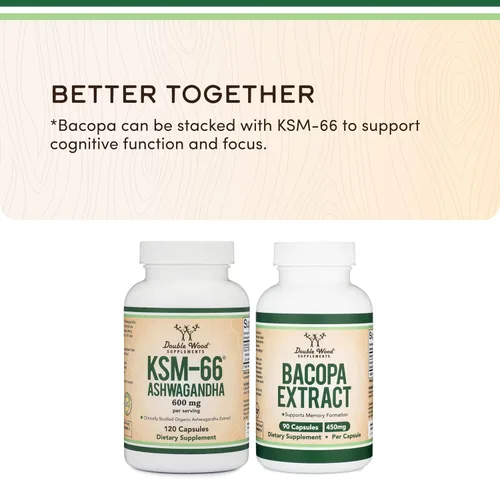 Vista 6 de Double Wood Supplements Ashwagandha KSM 66 Extracto orgánico y clínicamente estudiado (600 mg por porción, 120 cápsulas, 60 porciones) Administrador