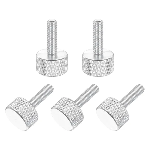 Vista 68 de MECCANIXITY 5 piezas M6x14mm Tornillos de pulgar estriado de cabeza plana, pernos de rosca completa de aleación de aluminio sólido para carcasas