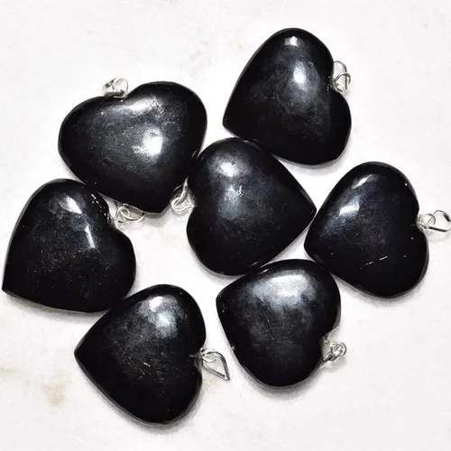 Vista 3 de Zenergy Gems - Collar con dije de corazón, piedras preciosas naturales del Himalaya en forma de corazón + cadena de plata de 20 + corazón de carga