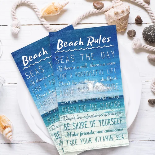 Vista 7 de AnyDesign Paquete de 100 servilletas de papel desechables con reglas de playa para verano, servilletas de papel desechables con palabras de mar