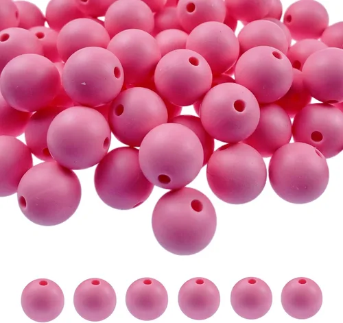 Vista 32 de Abalorios de silicona, 120 piezas de 6 mm abalorios redondos de silicona para hacer llaveros, pulseras, collares, aretes, joyas, manualidades DIY