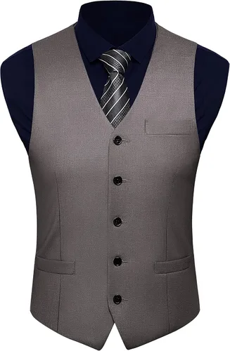 Vista 3 de BABEYOND - Chaleco de gángster de estilo 1920 y con accesorios para disfrazarse de Gatsby con sombrero estilo Fedora
