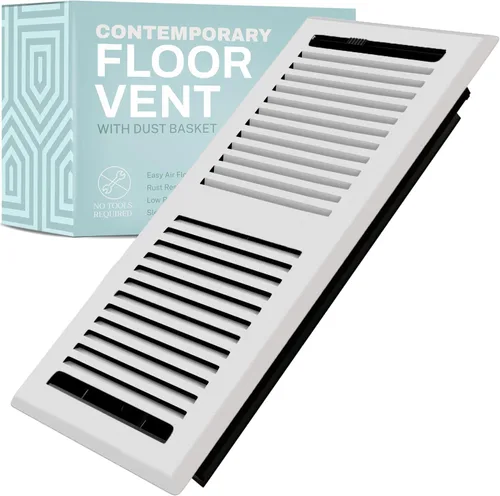 Vista 9 de Cubiertas de ventilación de piso 2X10 Registro de piso con trampa de malla, calor y aire, ventilación de piso de metal transitable para conducto