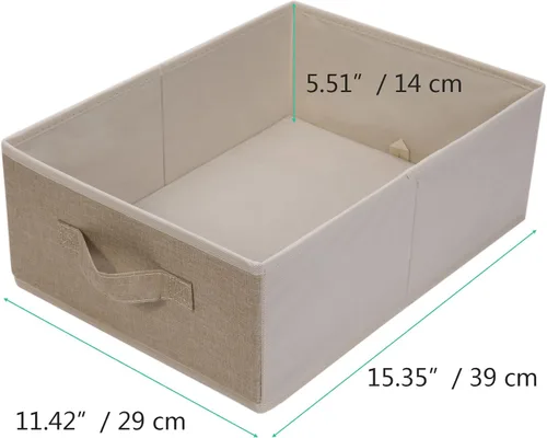 Vista 2 de Contenedores de almacenamiento plegables, paquete de 4 organizadores de armario de tela con asa, cestas de almacenamiento rectangulares