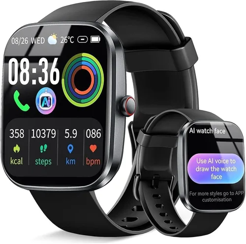 Vista 9 de Smart Watch for Women Men, Alexa Built-in, Smartwatch for iPhone & Android Bluetooth Call, 1.91" HD Fitness Tracker with Heart Rate/SpO2/Sleep Black
