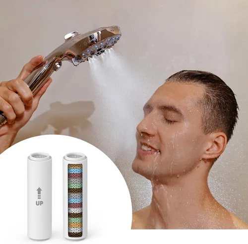Vista 6 de Pavezo® Filtro de ducha para cabezal de ducha de mano 【Pavezo No.MQWY001】Paquete de 2 filtros de repuesto de 15 etapas para agua dura, reduce