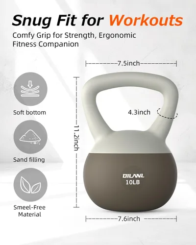 Vista 4 de Soft Kettlebell, Safe Strength Training Kettle bell, Cushioned Impact-Resistant Base and Anti-Slip Grip Weight, Kettlebells Set for Home Workouts