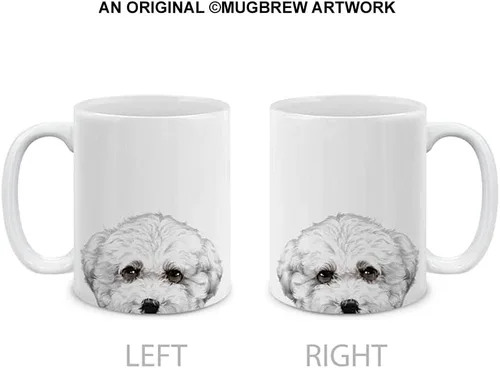 Vista 2 de MUGBREW Taza de cerámica con diseño de bichon frisé, taza para café o té, 325 ml