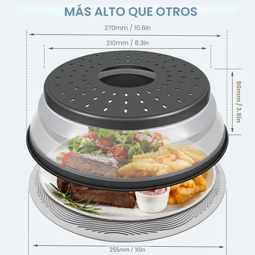 Vista 6 de LekDrok - Paquete de 2 fundas para alimentos para microondas con tapete de 10 pulgadas, tapete como soporte para tazón, cubierta para protector