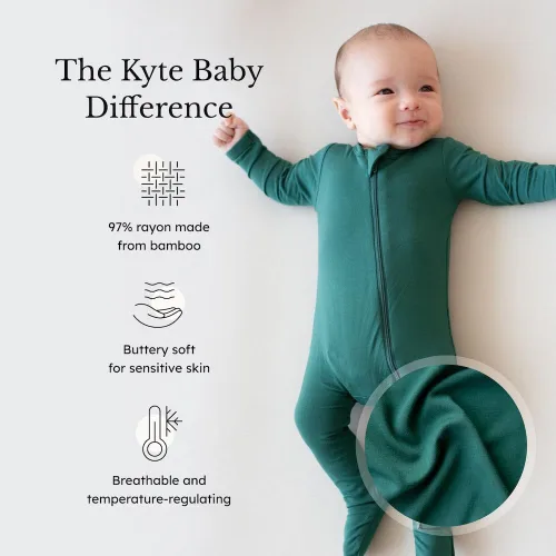 Vista 95 de KYTE BABY Pies unisex con cierre de cremallera, rayón hecho de bambú, 0-24 meses