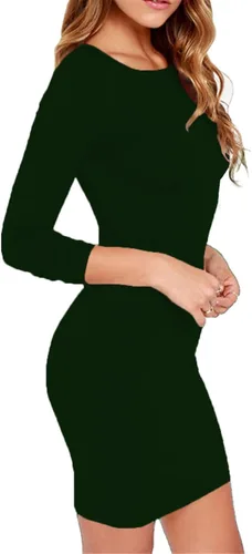 Vista 4 de Haola - Mini vestido corto sexy y casual de manga larga para mujer