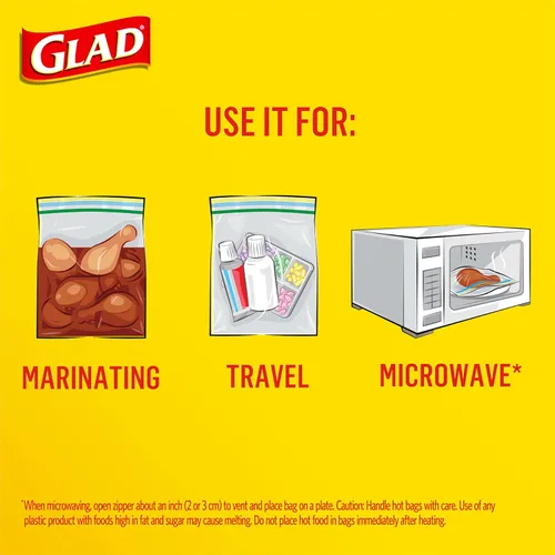 Vista 4 de Bolsas de almacenamiento de alimentos Glad, bolsa con cremallera, 100