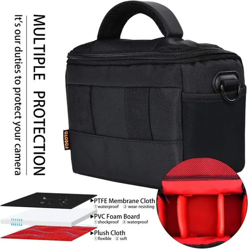 Vista 4 de Funda de hombro compacta para cámara compatible con Canon M50 SX420 Sony a6400 Bolso bandolera con cubierta impermeable para cámara sin espejo