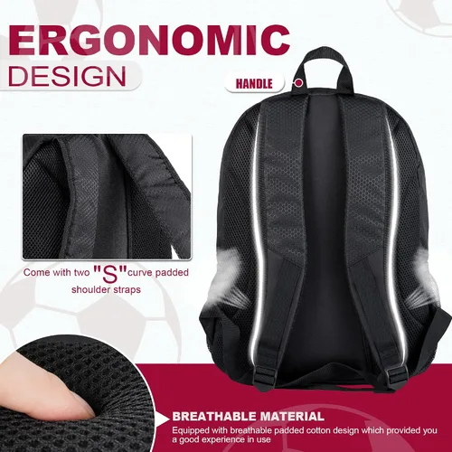 Vista 5 de Himal Outdoors - Bolsa de fútbol-mochila para fútbol, mochila para fútbol, voleibol y balonmano, bolsa deportiva con taco separado