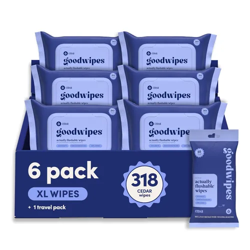 Vista 19 de Goodwipes Toallitas desechables para el trasero - Vitamina E y aloe - Seguras para alcantarillado y fosa séptica - Toallitas húmedas extra grandes