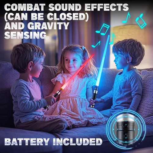 Vista 5 de SANCO Sables de Luz para Niños - Paquete de 4, Espadas de Poder Retráctiles de 7 Colores con Sonido FX (Sensible al Movimiento), Juguetes Luminosos