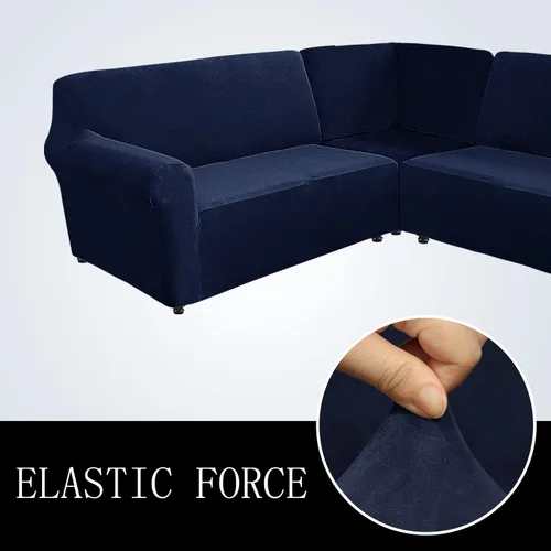 Vista 3 de Funda elástica para sofá reclinable esquinero de terciopelo en forma de L de 5 asientos, fundas para sofá esquinero para sofá seccional, fundas