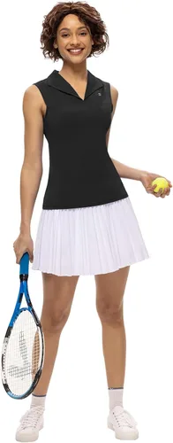 Vista 5 de JACK SMITH Camisetas de tenis de golf sin mangas para mujer, cuello en V, cuello de solapa, deportivas, sin mangas