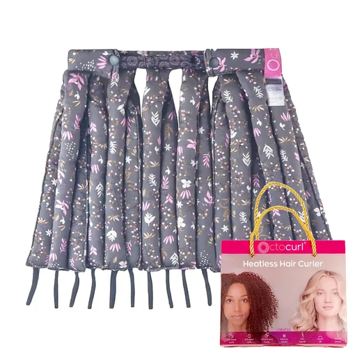 Vista 22 de Octocurl Diadema sin calor, rizadores de pelo para dormir, rizadores sin calor para cabello largo (algodón, rosa)