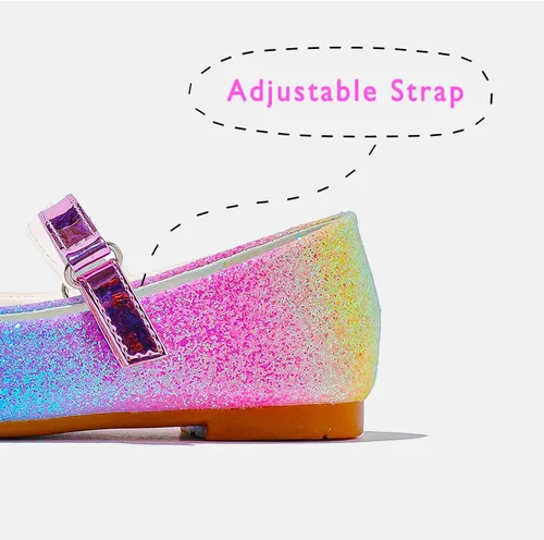 Vista 4 de Furdeour Girls Dress Shoes Mary Jane Flower Wedding Party Bridesmaids Shoes Glitter Princess Ballet Flats for Kid Toddler