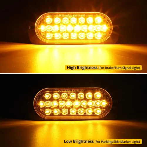 Vista 3 de Partsam 2 piezas de 4.4" de luz de señal de giro lateral de 24 LED color ámbar [Aprobación DOT], IP67 impermeable, lente ámbar, carcasa de aluminio