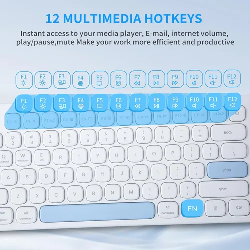 Vista 6 de HUO JI Combo de teclado y mouse inalámbricos, teclado silencioso de tamaño completo inalámbrico de 2.4G sin retrasos para computadora, Mac, PC